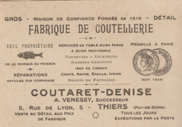 63 THIERS COUTARET DENISE FABRIQUE DE COUTELLERIE 5 RUE DE LYON - 1900 – 1949