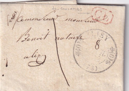 LETTRE. 8 FEV 32. T11. DOUBLE FLEURONS. LISY. SEINE ET MARNE. CORRESPONDANCE LOCALE DE COULOMB POUR LIZY. TAXE LOCALE 1 - 1801-1848: Precursors XIX