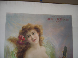 Affiche Chromo CLERC PETREMENT LA Cigale Jeune Femme Pin Up 54 X 75 Cm - Afiches