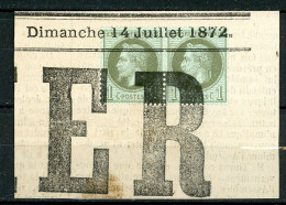 AW-13 France N° 25 Sur Fragment De Journal Oblitéré à 10% De La Cote.   A Saisir !!! - 1863-1870 Napoleon III With Laurels