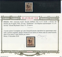 Savona C.L.N. - Monumenti Distrutti Cent. 30 Con Filigrana N. 12 - Altri & Non Classificati