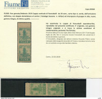 Fiume - Allegoria Cent. 20 N. A 37pc (carta A) Coppia Varietà - Lokale/autonome Uitgaven