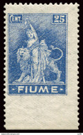 Fiume - Allegoria Cent. 25 N. B 38 (carta B) Non Dentellato In Basso - Lokale/autonome Uitgaven