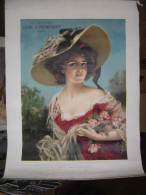 Affiche Chromo CLERC PETREMENT Rieuse ZICKENDRAHT Jeune Femme Pin Up 54 X 75 Cm - Posters