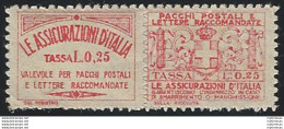 1926 Italia Assicurativi 50c. Rosso MNH Sassone N. 3 - Altri & Non Classificati