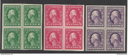 1916-17 Stati Uniti, N° 322-324 QUARTINA NON DENTELLATA  MNH/** - Altri & Non Classificati