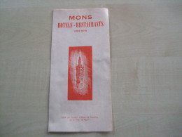 Dépliant Ancien  De L'office Du Tourisme 1978 MONS Hôtels-restaurants - Tourism Brochures