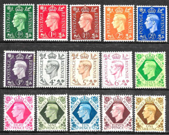 KGVI, 1937-47 SG462-475 ½d-1s, Dark Colours Set Mounted Mint + Unmounted Mint See Scan Hrd2a - Ongebruikt