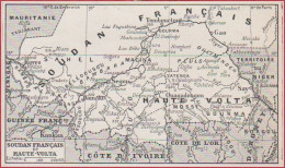 Carte Du Soudan Français Et De La Haute Volta. Larousse 1948. - Historische Dokumente