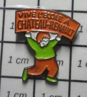 3517  Pin's Pins / Beau Et Rare / ADMINISTRATIONS / VIVE L'ECOLE A CHATEAU-RENAULT - Administración