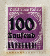 Allemagne 1923 Timbre Surimprimé Violet SC : 253 100-100Mk - SURCHARGE BIEN DÉCALÉE À GAUCHE - Neufs