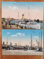 Stettin , 2 Cartes Circulée , Cachet Militaire ,  Port Et Bateaux - Pologne