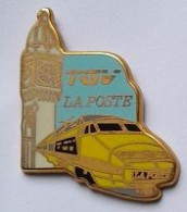 Pin' S  SNCF, TGV  LA  POSTE  Jaune  Vrso  TGV  " LA  POSTE "  1984 - BALLARD  77  COMBS  LA  VILLE - Mail Services