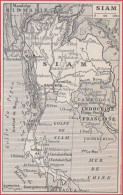 Carte Du Siam. Thaïlande. Larousse 1948. - Documentos Históricos