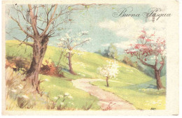 CARTOLINA BUONA PASQUA  ANNULLO TARGHETTA ASTI FIERA VINO - Ostern