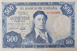 BILLET ESPAGNE SPAIN BANKNOTE 500 PESETAS 1954 AUNC EBC+ BILLETE ESPAÑA *COMPRAS MULTIPLES CONSULTAR* - 500 Peseten
