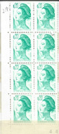 FRANCE N°2181 20C EMERAUDE TYPE LIBERTE IMPRESSION DEPOUILLEE  BLOC DE 8 NEUF SANS CHARNIERE - Unused Stamps