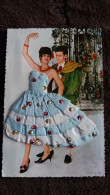 CARTE  BRODEE FOKLORE FOLKLORIQUE ESPAGNE ESPAGNOLE  COUPLE DANSE PHOTO ED MANU - Bestickt