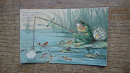 Assez Rare Ancienne Carte En Relief Et Décorée , 1er D'avril ( Grenouille Au Bord De L'eau Qui Pêche  ) - 1 De April (pescado De Abril)