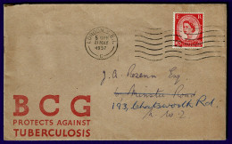 Ref 1648 - GB - 1957 Perfin Cover (LCC) With BCG Protects Against TB Cachet & Contents - Perfin