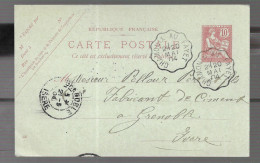 Cachet Convoyeur 1904, Chamonix Au Fayet Sur Entier Postal 10 Centimes Mouchon (13679) - Poste Ferroviaire