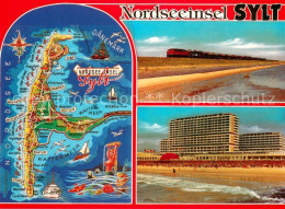 73653813 Sylt Landkarte Nordseeinsel Hotels Am Strand Eisenbahn Inselbahn Sylt - Sylt