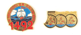 Lot De 2 Superbes Pin's 1492 - 500° Anniversaire De La Découverte De L'Amérique - Bateaux - N220 - Otros & Sin Clasificación