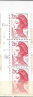 FRANCE N°2376 2.20 ROUGE TYPE LIBERTE PHOSPHORE A CHEVAL BANDE DE 3 NEUF SANS CHARNIERE - Unused Stamps