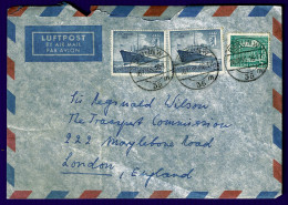 Ref 1648 - 1955 Airmail Cover Berlin Germany To London 55pf - Covers & Documents