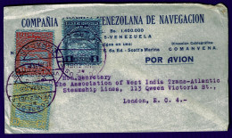Ref 1648 - 1936 Advertising Airmail Cover - Venezuala To West Indies Steamship Lines London - Venezuela