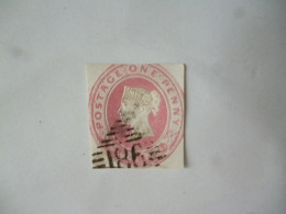 GREAT BRITAIN-POSTAL HISTORY QV EMBOSS CUT OUT WITH NUMBERED CANCELLATION - Marcophilie