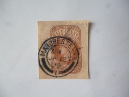 GREAT BRITAIN-POSTAL HISTORY QV NEWS PAPER STAMP CUT OUT WITH NUMBERED CANCELLATION - Poststempel