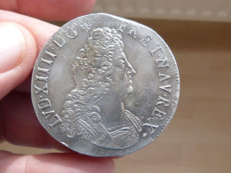 Ecu De Louis XIV Aux 8 L Du 2nd Type Daté De 1708 H (La Rochelle) - 1643-1715 Ludwig XIV.