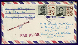 Ref 1648 - 1960's Airmail Cover Lahaina Hawaii USA To Australia - 50c Rate? Insufficient Postage Instructional Mark - Hawaï