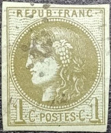 FRANCE Y&T N°39Cb. Cérès 1c Olive Foncé. Cachet Discret. - 1870 Emissione Di Bordeaux