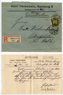 Germany 1925 Registered Cover W/ Letter; Hamburg - Adolf Henkelbein, Felle - Pelzwaren - En Gros.; 40pf. German Eagle - Lettres & Documents