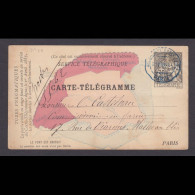 France 1883 Telegraphy Stationery 30c,Stamped Postcard,Used In 1884,VF - Pseudo-entiers Officiels