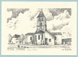 SIMANDRE - Eglise Et Mairie - Dessin à La Plume Yves Ducourtioux - Autres & Non Classés