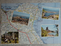 50 Manche CPM Pointe Du Cotentin Carte Gépgraphique Multivues Cherbourg Barfleur Iles St Marcouf - Otros & Sin Clasificación