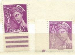 FRANCE N° 419 20C LILAS TYPE MERCURE 2 NUANCES DIFFERENTES NEUF SANS CHARNIERE - Neufs