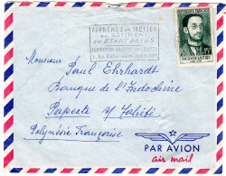 1954  Lettre Timbre TOULOUSE - LAUTREC 35f + 15f  Envoyée à PAPEETE TAHITI - Covers & Documents