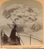 Suisse Valais Zermatt * Le Mont-Rose Vu Du Gornergrat, Glacier Du Gorner - Photo Stéréoscopique 1901 - Stereo-Photographie