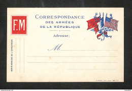 MILITARIA - Carte Drapeaux (Angleterre, France, Etats-unis) Correspondance Des Armées De La République - FM - 1914  - Dokumente