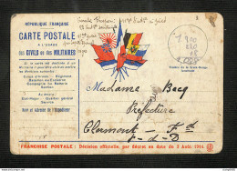 MILITARIA - Carte Postale Drapeaux à L'usage Des Civils Ou Des Militaires - Franchise Postale - 1914  - Documents