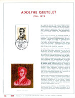 BE   1742   ---    Adolphe Quételet  --  Feuillet D'art Rodan Frappé Or Fin   --  Tirage Limité  - 1971-1980