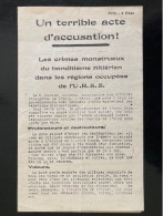 Tract Presse Clandestine Résistance Belge WWII WW2 'Un Terrible Acte D'accusation!' 4 Pages - Documenti