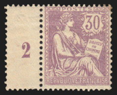 N°128, Millésime 2, Mouchon 30c Violet, Neuf * Trace De Charnière - B/TB - Ongebruikt