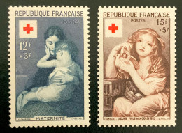 1954 FRANCE N 1006/07 CROIX ROUGE MATERNITÉ ET JEUNE FILLE AUX COLOMBES - NEUF* - Unused Stamps