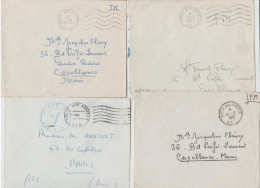 Lot  4 MILITARY COVERS POSTE AUX ARMEES  A.F.N. 1956+1957+1958+1960 To MAROC & PARIS   Réf FM LX - Viêt-Nam