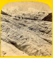 Suisse Grisons * Glacier Du Rosegg - Photo Stéréoscopique Braun Vers 1865 - Stereoscopio